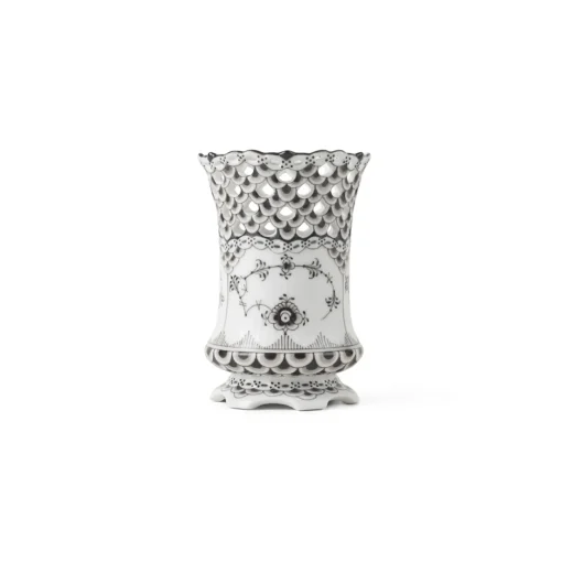 Black Fluted Full Lace Vase, 11 cm